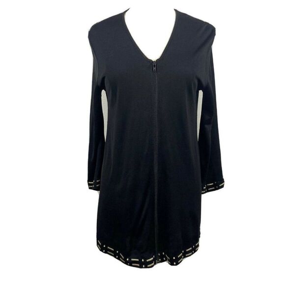 Fendi Maglia Cardigan 48 Womens Vintage Black Full Zip Logo Viscose V Neck - Picture 1 of 11